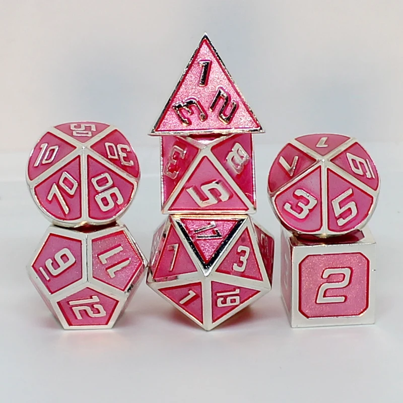 Rpg кости многогранные наборы металла dnd Подземелья и Драконы настольные игры цинковый сплав светильник розовый кубики цифровой узор d20 10 8 12
