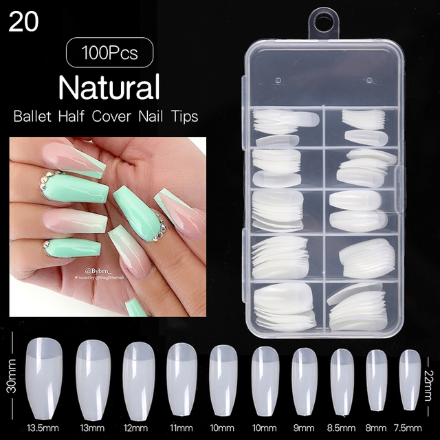 False Nail Tips Fan Nature Nail Art Round Full Cover Display Practice Tools Fake Nails Manicure Acrylic UV Gel Polish