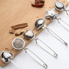 Ситечко для чая из нержавеющей стали, чайная ложка, заварочный заварник в форме звезды, Овальный Круглый ситечко в форме сердца, чайная посуда