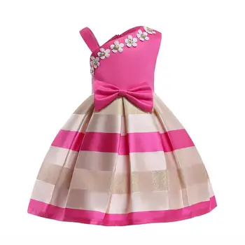 

girls dresses for party princess dress The latest popular children's sleeveless striped jurk Sukienki decorated with a bow tie