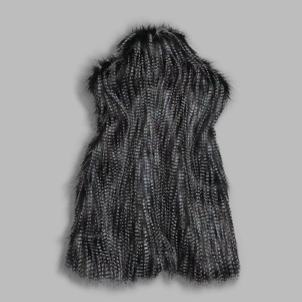 female fox fur coat vest Women Arctic Fleece Winter Striped Crew Neck Long Sleeve Blouse Drosphipping Z1023
