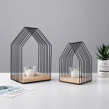 

Iron Geometric Candlestick Modern Simple Black Romantic Candlestick Creative Restaurant Suporte Velas Home Decoration MM60ZT