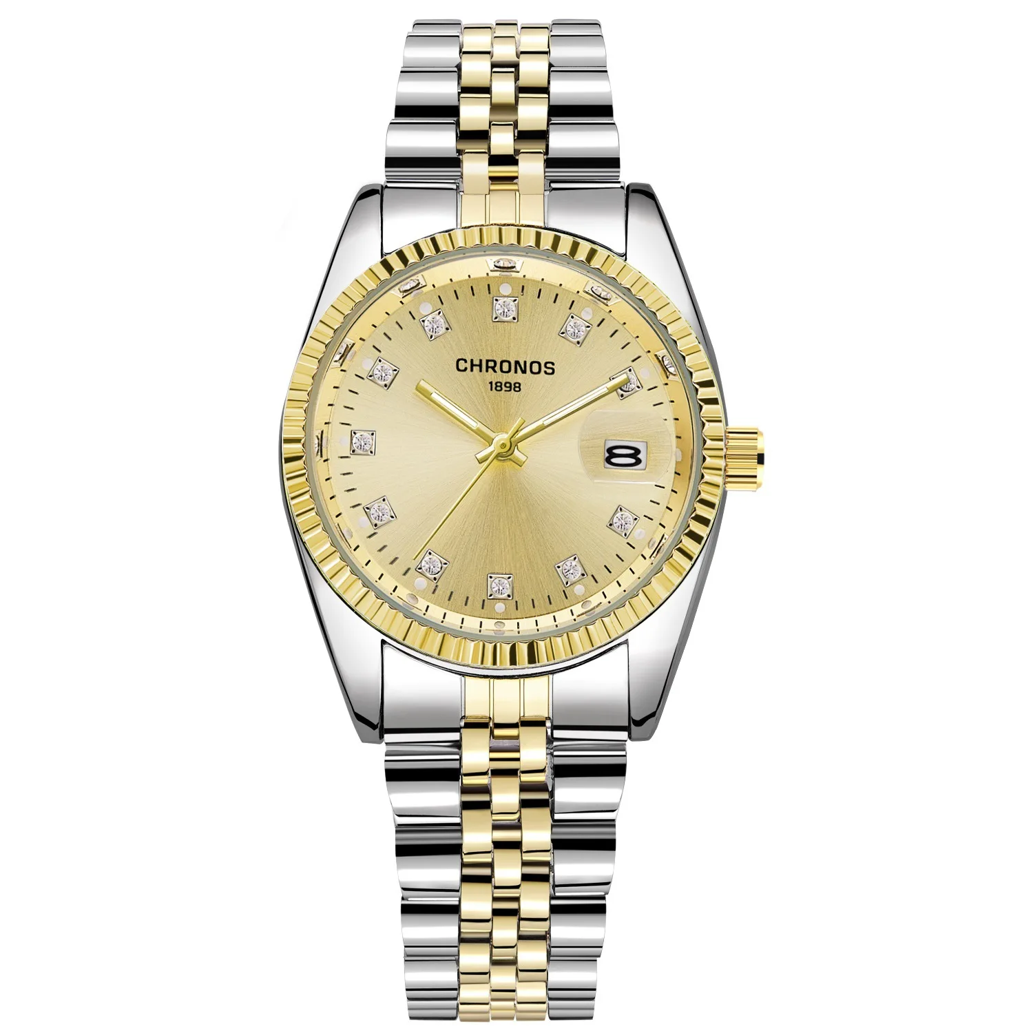Мужские часы CHRONOS с золотым ремешком модные роскошные Брендовые женские