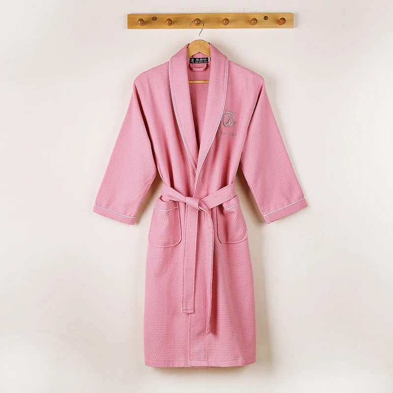 PINK Мужской халат, хлопок, домашняя одежда для сна, ночное белье для мужчин, удобные халаты, благородный халат, мужские летние белые халаты для сна - Цвет: PINK