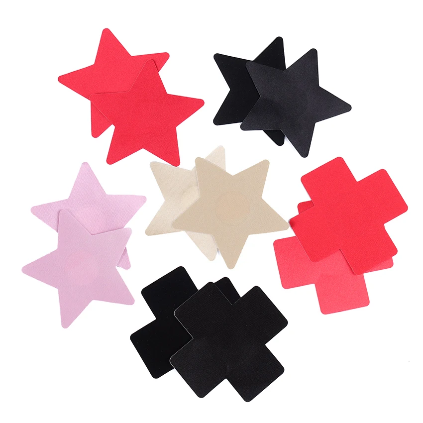 Disposable Self Adhesive Satin Cross Pentagram Women Breast Petals Bra Pad Nipple Cover Invisible Lingerie Stickers