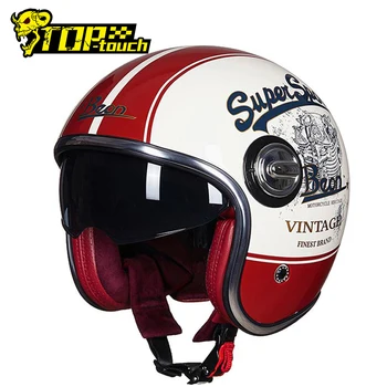

BEON Motorcycle Helmet Men Motorbike Vintage Casco Moto Helmet 3/4 Open Face Capacete Scooter Motocross Helmet with Double Visor