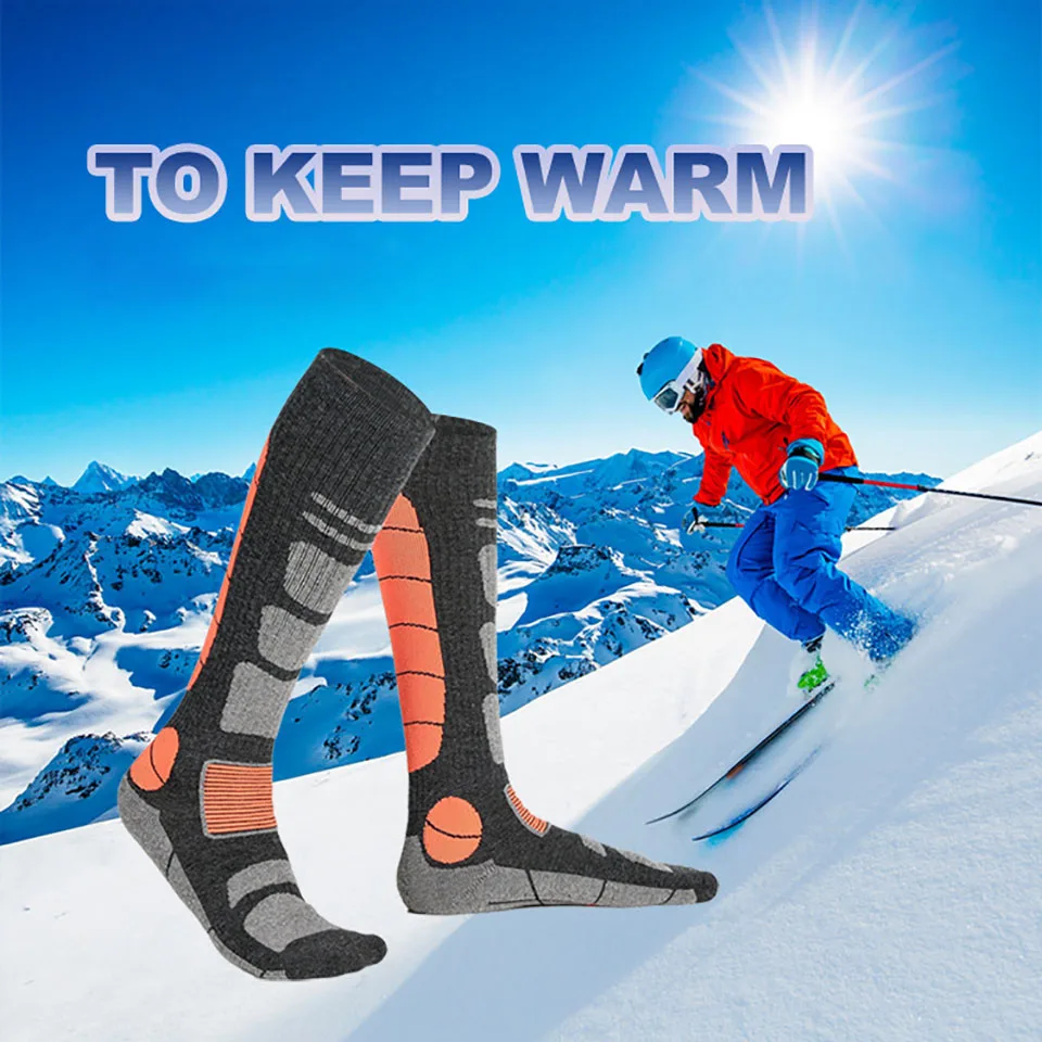 CoolFit 1 Pair Merino Wool Thermal Socks Men Women Winter Long Warm Compression Socks For Ski Hiking Snowboarding Sports