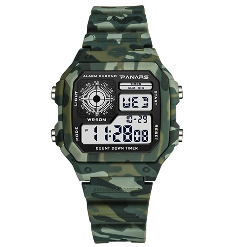 8113Camouflage green PANARS спортивные Для мужчин s Бизнес часы Водонепроницаемый обратного отсчета цифровой дайвинг часы Для мужчин секундомер мужской часы g Мода шок часы часы мужские часы женские мужские часы часы мужские наручные - Цвет: 8113Camouflage green