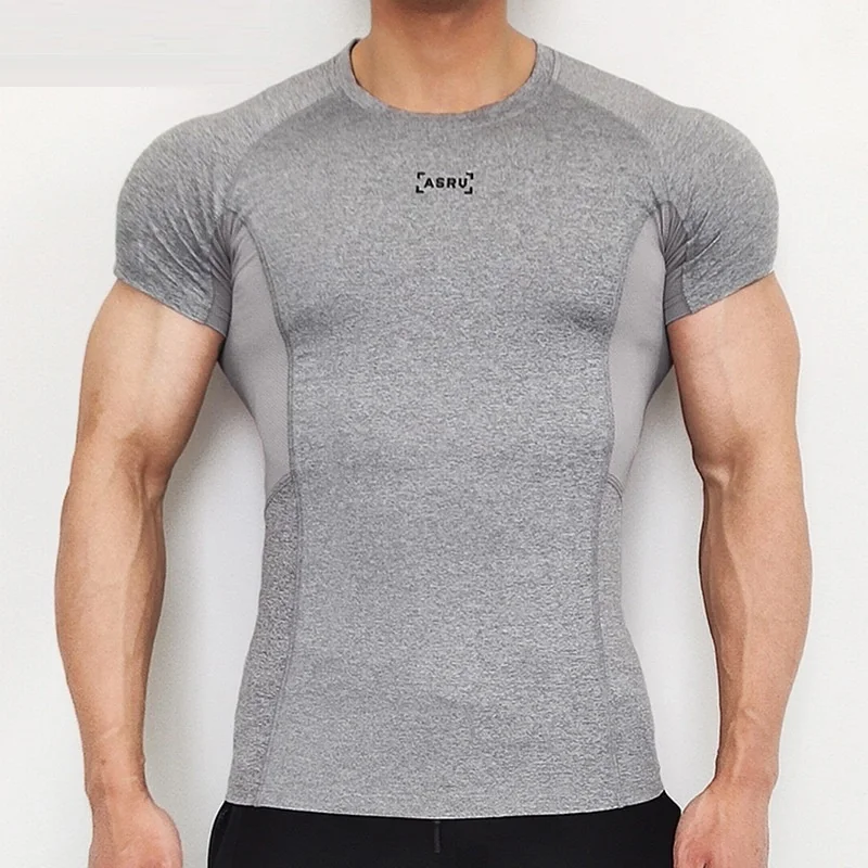 

Summer New T-shirt Men's Solid Color Round Neck Quick-drying Tights Outdoor Running Training Bottoming Shirt Basketball Uniform