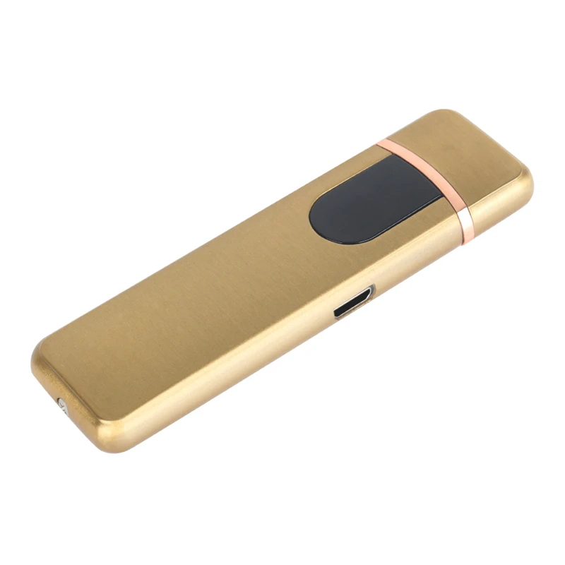 Сенсорный индукционный экран USB Электронная зарядка Зажигалка сенсорный ветрозащитный Смок сигарета классические аксессуары для сигарет - Цвет: Golden