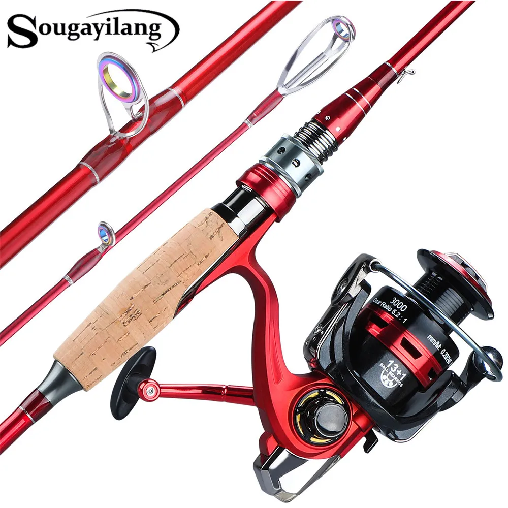 Sougayilang 2.1m 2.4m Spining Fishing Rod Reel Combo Portable 4 Section Carbon Fiber Pole 13+1BB Spining Fishing Wheel Set Sougayilang 2.1m 2.4m Spining Fishing Rod Reel Combo Portable 4 Section Carbon Fiber Pole 13+1BB Spining Fishing Wheel Set