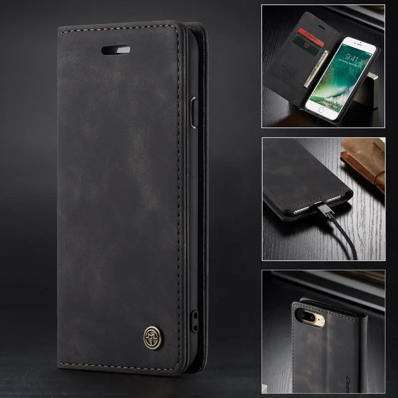 Case For Iphone 6 S Plus Multifunctional Luxury Matte Magnetic Flip Vintage Plain Leather Bumper Phone Cover 6S Coque | Мобильные