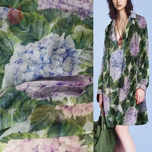 Пасторальный фиолетовый цветочный принт натуральный шелк шифон ткань для платья telas de шифон tissu stoffen telas de seda 8 мм SP4462