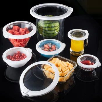 

5pcs BPA-free Magic Food Preservation Vacuum Seal Cover,Stackable and Reusable,for Meat Vegetables Fruits