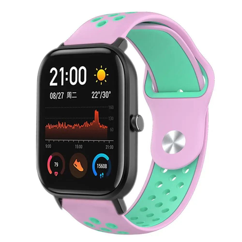 Pink teal Силиконовый ремешок браслет для Amazfit GTR 42 мм Смарт-часы ремешок 20 мм для Xiaomi Huami AMAZFIT GTS Correa браслет аксессуары - Цвет: Pink teal