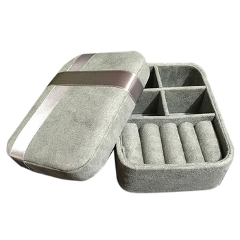 

Portable Lady Jewelry Box Girl Travel Rectangular Storage Box Earring Ring Necklace Carry Case Gift Box