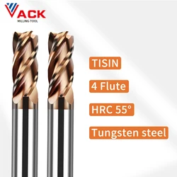 Vack fresa de carboneto hrc55, 4 sulcos, ferramenta de corte, aço e liga de tungstênio, fresas 2, 4, 5, 6, 8, 10mm