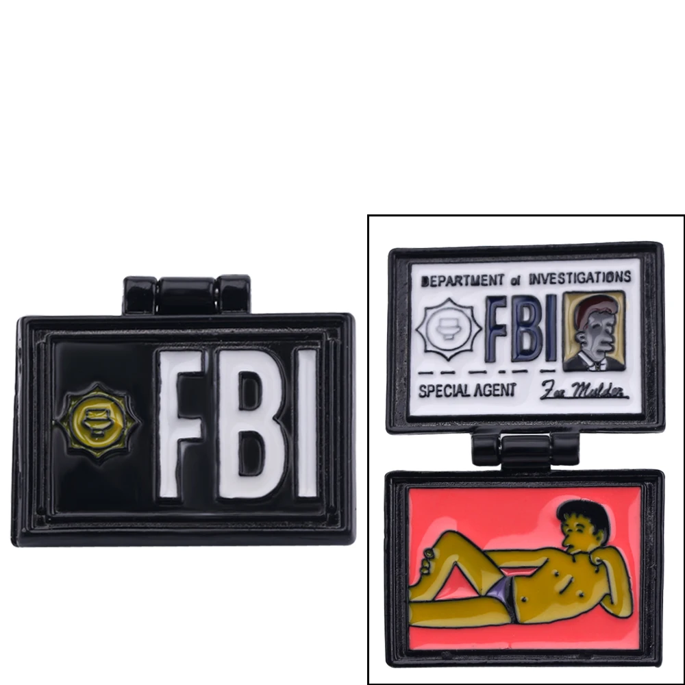 Симпсон булавка x файлы FBI Fox Mulder ID Card Броши Эмаль нагрудные знаки Значки ювелирные