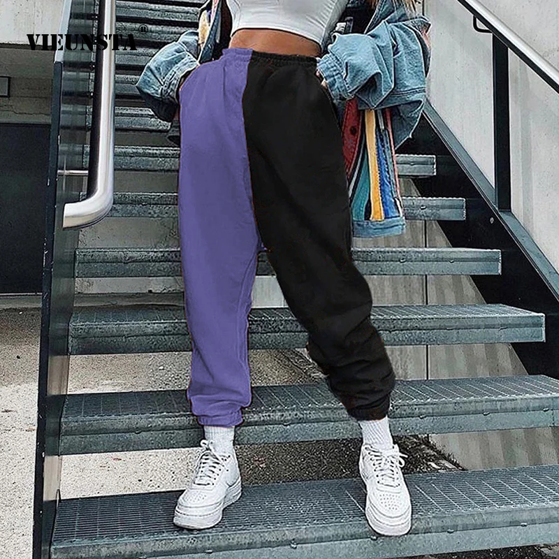 

Брюки-султанки женские с эластичным поясом, модные повседневные свободные штаны, уличная одежда с контрастной строчкой, спортивные штаны, весна-лето