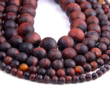 6 8 10 12 мм матовый драгоценный камень красный тигровый глаз бусины натуральный камень круглый разделитель свободные бусины для изготовления ювелирных изделий браслет ожерелье подарок