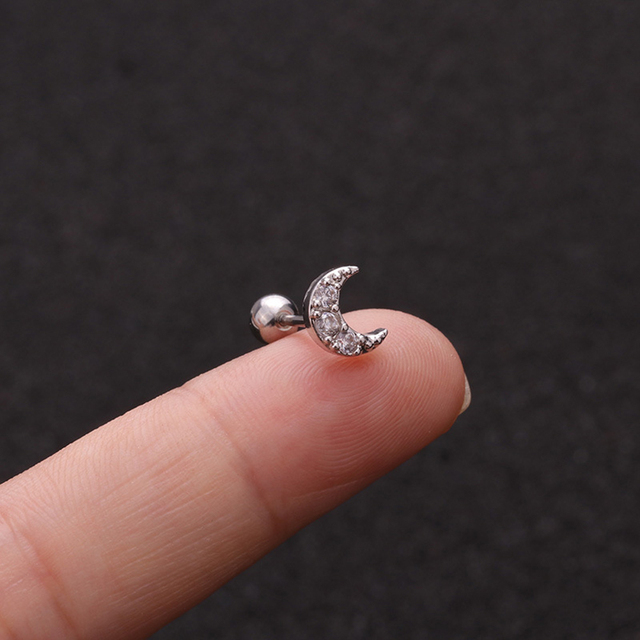 Star Heart Cross Flower Crown Bar Cartilage Piercing Stud Helix Jewelry Tragus Conch Rook Earlobe Screw Back Earring