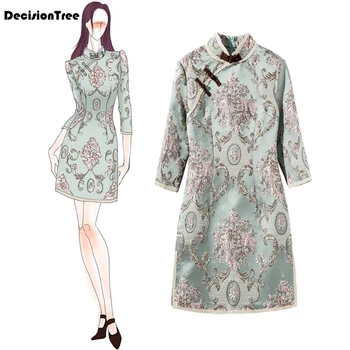

2020 Chinese Dress women vintage split qipao evening dress chinese traditional flower cheongsam traditional wedding cheongsam