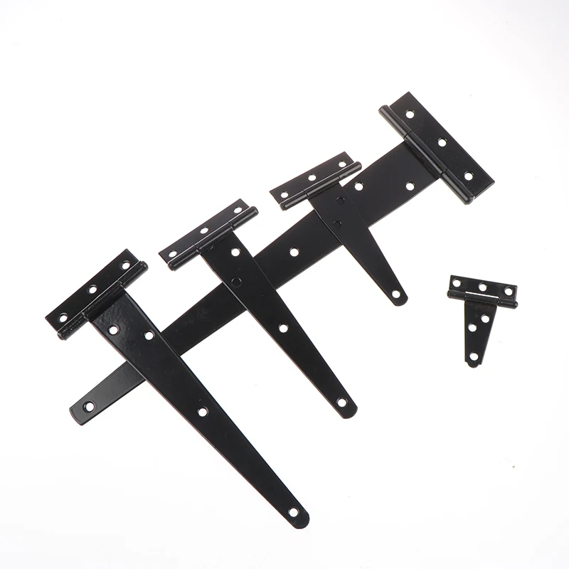 1PCS Iron Tee Hinge Black T Hinges Cabinet Hinge Garden Shed 2-12inch Wooden Door Gate For Light Gates Doors Furniture Hardware