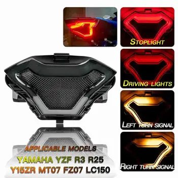 

Motorcycle Rear LED Taillight Brake Stop Turn Signal Light for YAMAHA R3/R25/MT-03 MT 07/25 LC150 Motorbike Modified Accessories