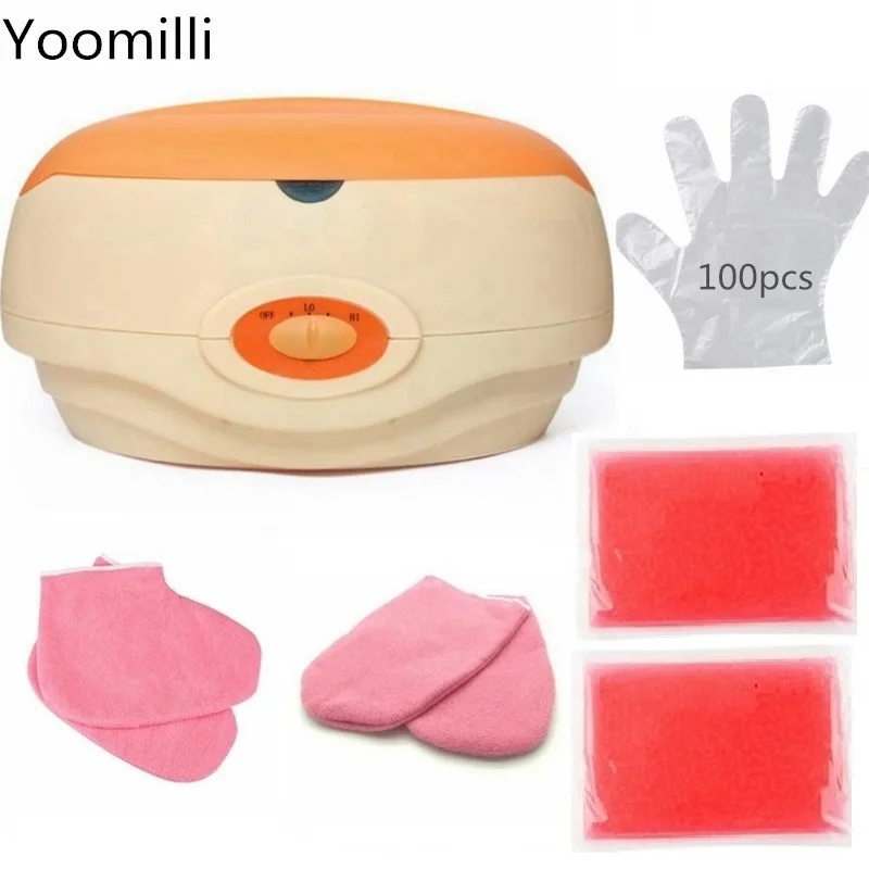 Calentador de cera de parafina + 1 calentador de manos para SPA, máquina de cera y guantes de protección, botines de cera para el cuidado de la piel de los pies