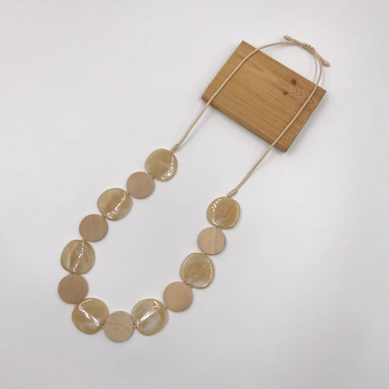 

Suekees Boho Fashion Jewelry Gothic Collar Necklace Wax Cord Acrylic and Wood Beads Earthy Collares Necklace Women Accessories