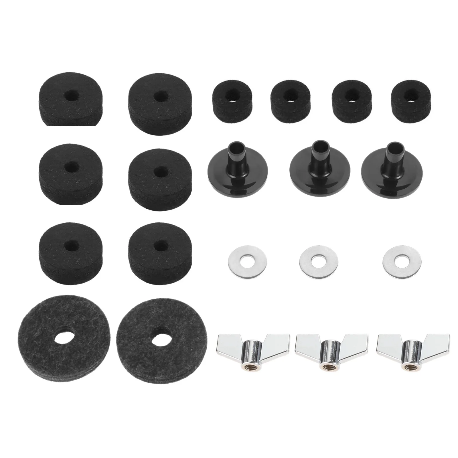 Cymbal Felts Hi-Hat Clutch Felt Hi Hat Cup Felt Cymbal Stand Sleeves with Base Wing Nuts and Washer for Drum Set of 21Pcs