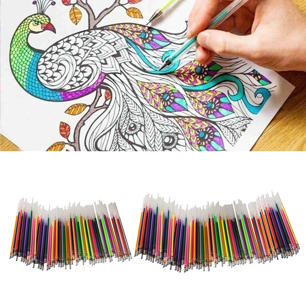 60/100 Color Neon Gel Pen Refill For Coloring Drawing Craft Marker