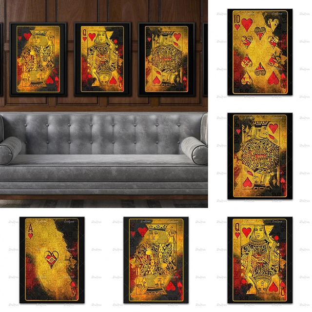 Poker Wall Art Canvas Set Contemporary Wall Art Living Room Decor Game Room  Wall Art Casino Wall Decor Office Decor Royal Flush Art 