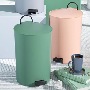 

Foot Pedal Trash Can with Lid Soft Close,Round Garbage Can With Removable Inner Wastebasket For Bathroom Bedroom Office