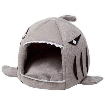 

1PC Small Pet Cotton Nest Shark Shaped Hamster Nest Gold Silk Bear House(S Grey)