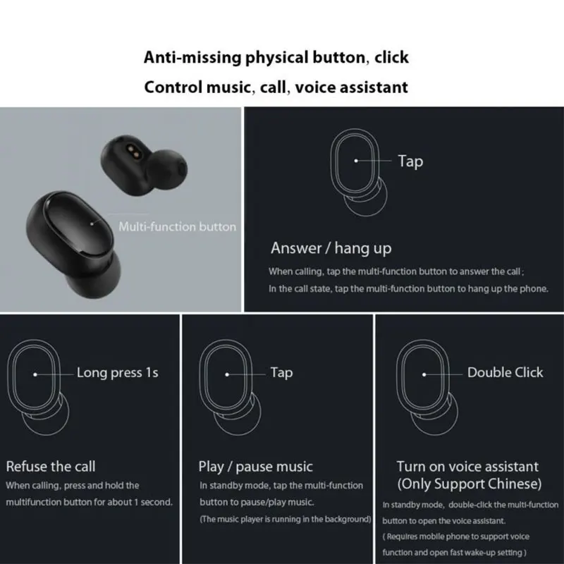 Bluetooth 5,0 беспроводные наушники-вкладыши спортивные автоматические сопряжения с 500mAh зарядным чехлом