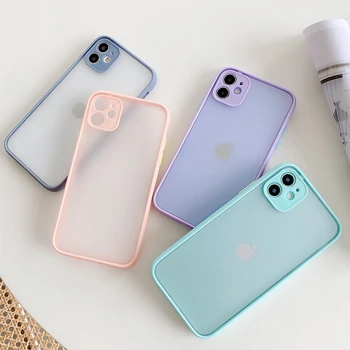 

500pcs 2 In 1 Candy Colorful Phone Case Matte Frosted Hard Cover Silicone Armor Case For iPhone 11 Pro MAX XS XR X 8 7 6 6S Plus