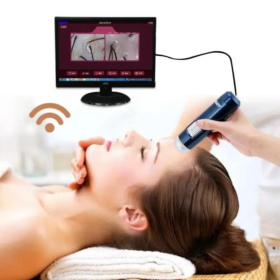 5-200X беспроводной Wifi+ USB детектор кожи волос кожи головы цифровой микроскоп анализатор кожи 200MP камера