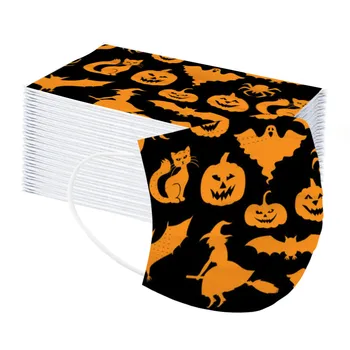 

100pcs Child Kids Disposable Face Masks Halloween Print Mask 3 Layer Anti-dust Pollution Masks Fabric Non Wovens Masks Masque