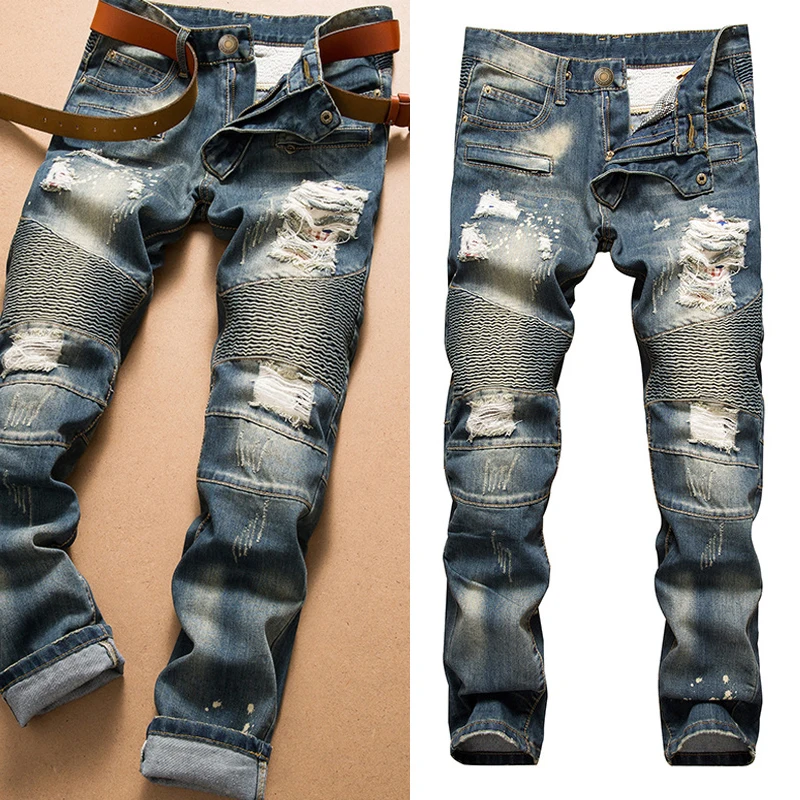 Мужские джинсовые брюки в европейском стиле большие размеры Осень-зима 2021 |