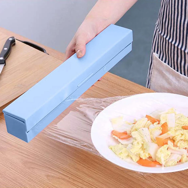 

1pc Plastic Food Wrap Cutter Dispenser Wrap Dispenser Kitchen Cling Preservative Film Cutter Storage Kitchen Accessories