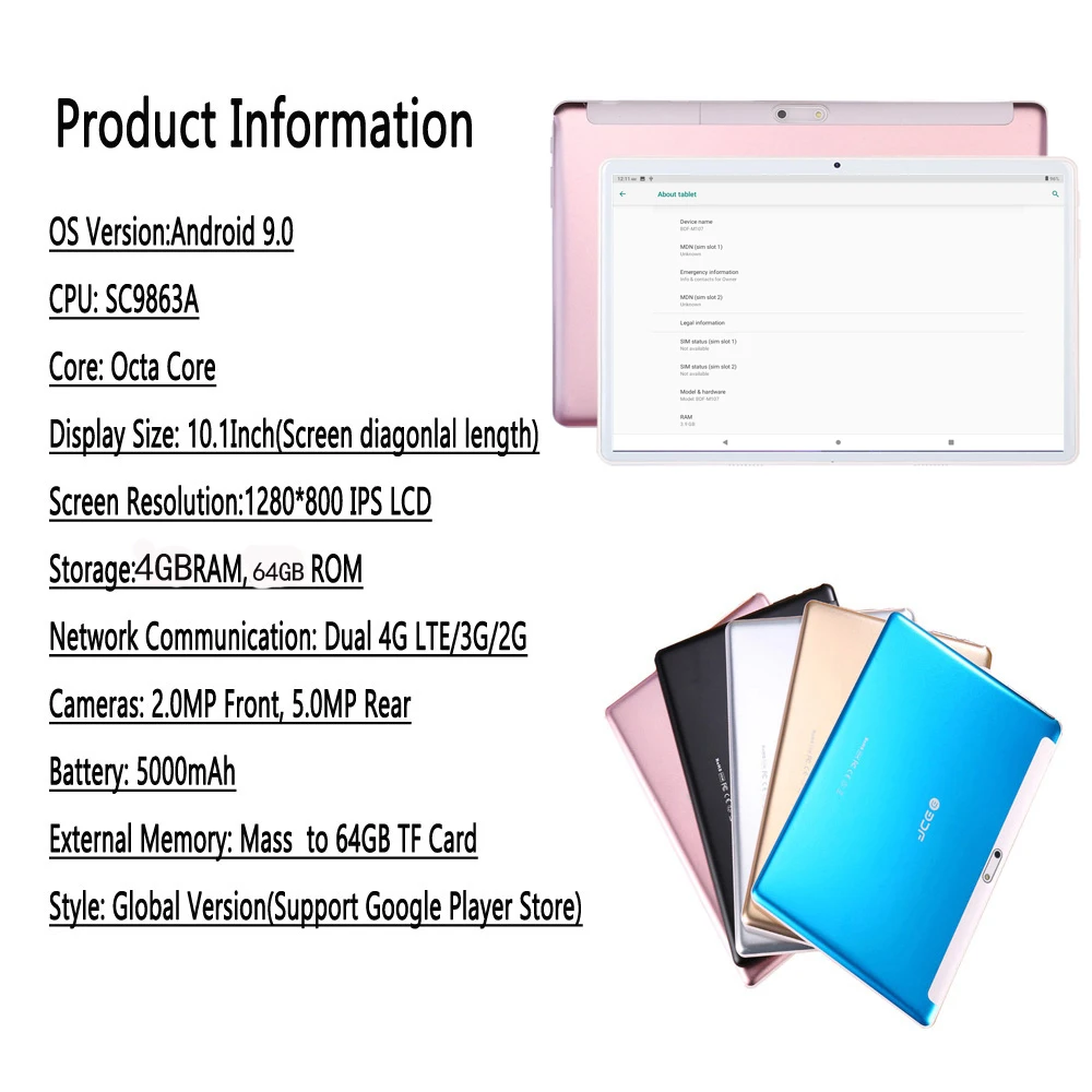 moderness tablet New Tablet PC 10.1 inch 4G Phone Call 4GB+64GB Android 9.0 Octa Core Bluetooth 4.0 Wi-Fi GPS 2.5D Steel Screen Tablets most popular apple ipad