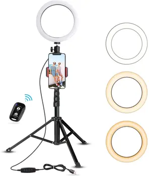 

Selfie Ring Light with Tripod Stand & Cell Phone Holder for Live Stream/Makeup UBeesize Ringlight for YouTube Video/Photography