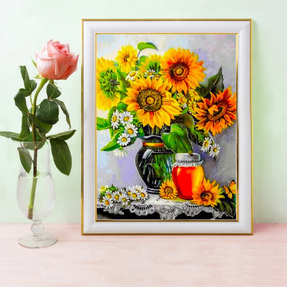 DIY 5D Diamond Painting Sunflower Rose Full Round Diamond Embroidery Tree  Landscape Mosaic Cross Stitch Home Wall Art Decor Gift - AliExpress