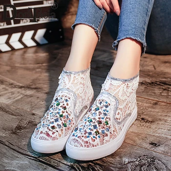 

DORATASIA Classic Design Embroider Mesh Flats Summer Hollow Mesh Flats Women Breathable Low Heel Summer Shoes Woman