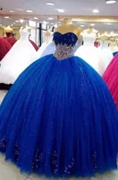 Quinceañera Dresses Crystal Beaded Royal Blue Ball Gown