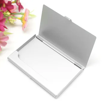 

Women Men Durable Office ID Holders Organizer Solid Anodized Aluminum Alloy Portable Storage Smooth Business Card Case