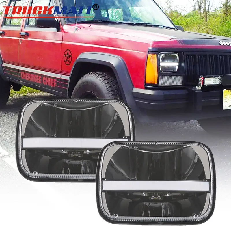 Для Jeep Wrangler YJ Cherokee XJ Comanche MJ 5x7 фары для грузовика светодиодные с дневным ходовым