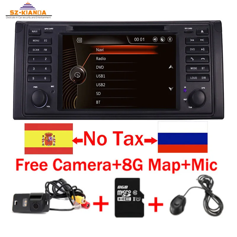 UI 1 din автомобильный dvd-плеер для BMW E39 Range rover gps Wifi Bluetooth Радио USB SD рулевое колесо управление камера карта - Цвет: Camera Mic 8GB Map