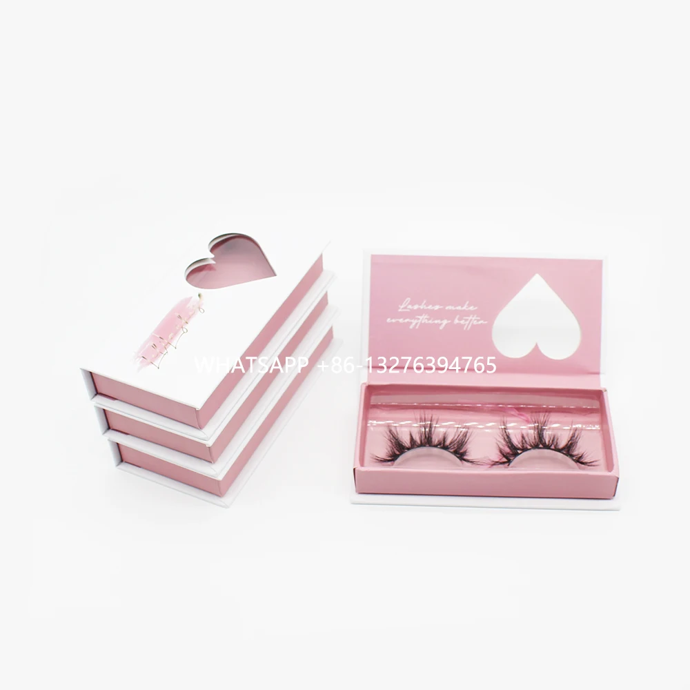 US $169.00 Romantic Heart Window Mink Eyelash Box Custom Lashbox Packaging With Logo Sweet White Pink Lashes Boxes With Clear Tray